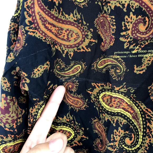 Rokh Double Tie Neck Silk Blouse 8 Paisley Button Front High Neck Long Sleeve - Picture 7 of 8